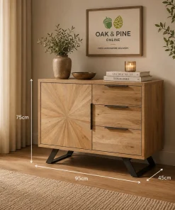 Kodi Solid Mango Wood Sunburst 2 Door Sideboard Cabinet
