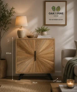 Kodi Solid Mango Wood Sunburst Slim Hall Cabinet