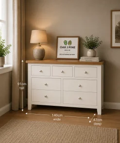 Harrogate White Oak & Pine 7 Drawer Chest of Drawers