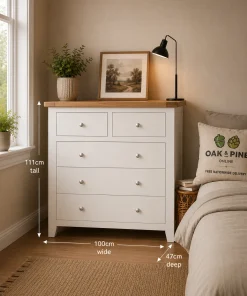 Harrogate White Oak & Pine 2 Over 3 Chest Drawers