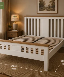 Harrogate White Oak & Pine Double Slatted Bed