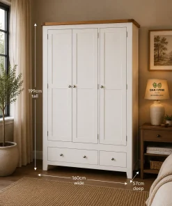 Harrogate White Oak & Pine 3 Door Wardrobe