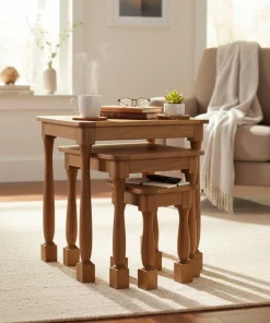 Nalandra Solid Mango Wood Nest of 3 Tables