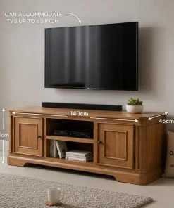 Nalndra Solid Mango Wood 2 Door Tv Stand Bench Unit