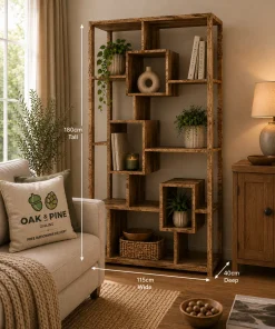 Cube Solid Mango Wood Geometric Bookcase Display Unit