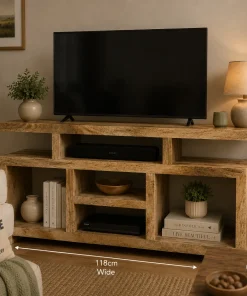 Cube Solid Mango Wood TV Media Entertainment Unit