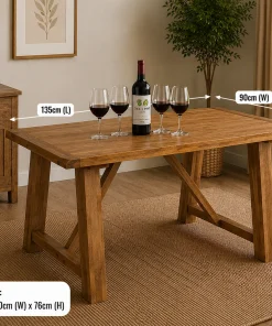 Odisha Solid Mango Wood 1.35M Trestle Table