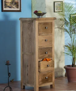 Odisha Solid Mango Wood 5 Drawer Chest Tallboy