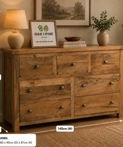 Odishal Solid Mango Wood 7 Drawer Wide Chest
