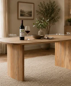 Sindhu Solid Mango Wood Curved 1.8M Rectangular Dining Table