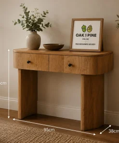 Sindhu Solid Mango Wood Curved 2 Drawer Console Table