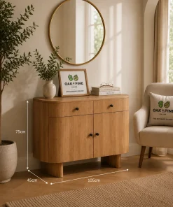 Sindhu Solid Mango Wood Curved 2 Door Medium Sideboard Cabinet