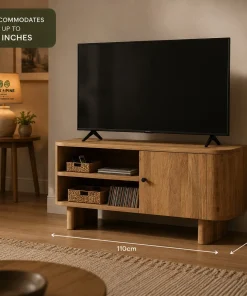 Sindhu Solid Mango Wood Curved Small 1 Door Tv Stand Unit