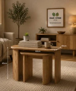 Sindhu Solid Mango Wood Curved Nest Of 2 Tables
